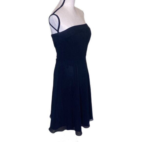 White House Black Market Strapless Black Lined Dress w/Ruched Bodice Size 4 - Picture 4 of 9